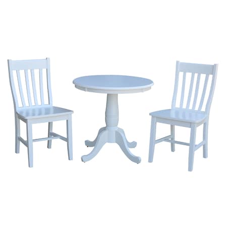 International Concepts Round 30 in Round Top Pedestal Table, with 2 C08-61 Chairs, White, 30 in W, 30 in L, 29.1 in H K08-30RT-C61P